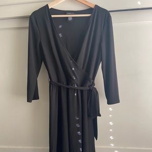 BLACK WRAP MINI DRESS - L